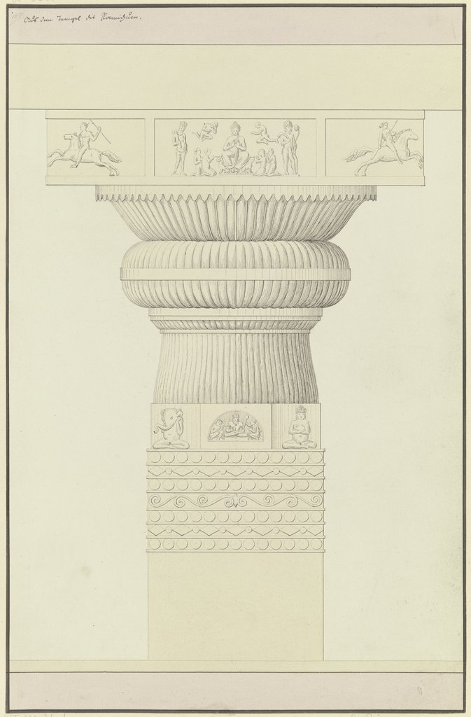 Indische Säule und Architrav mit figürlichem Schmuck, Gustav Rügemer, nach Friedrich Maximilian Hessemer