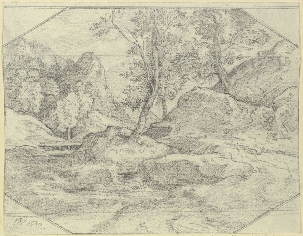 Landschaft mit Bäumen und Felsen, Ferdinand Olivier