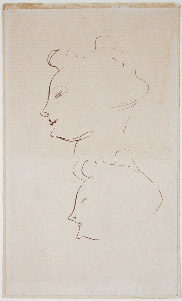 Studienblatt: Zwei Frauenköpfe im Profil nach links, Henri de Toulouse-Lautrec