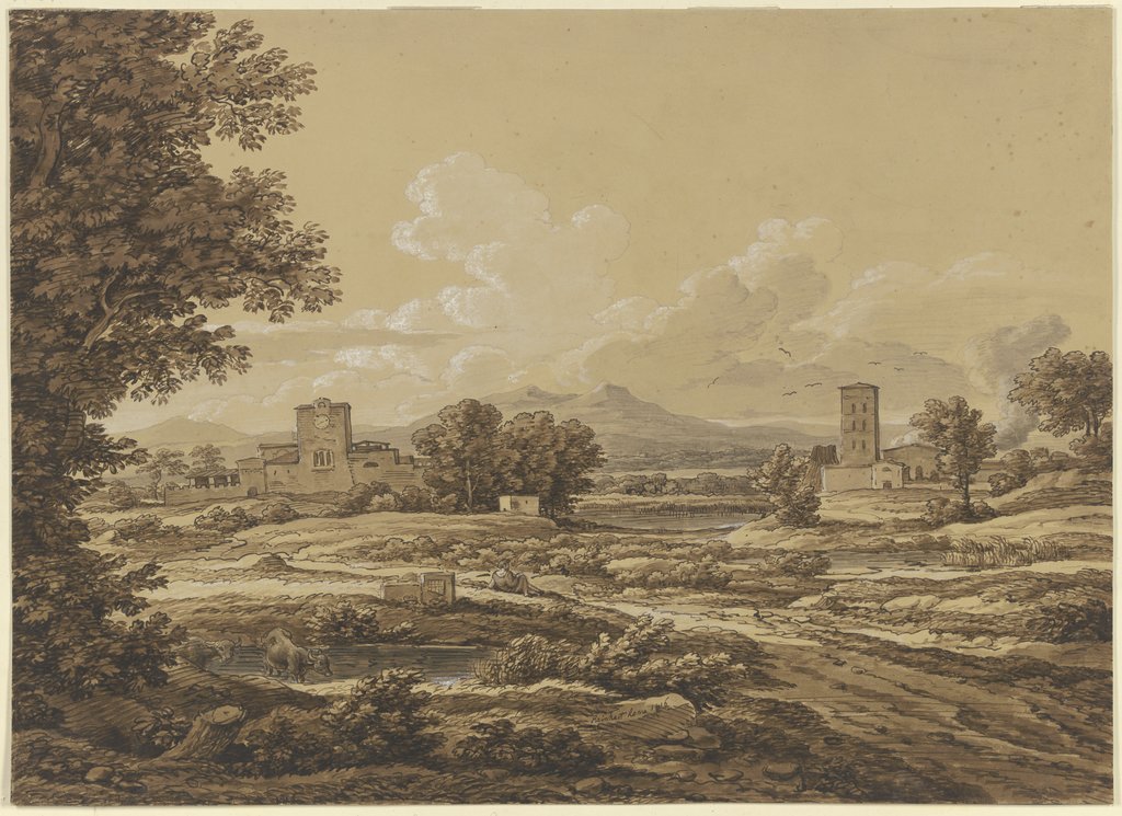 Landschaft mit der Torre del Quinto vor Rom, Johann Christian Reinhart