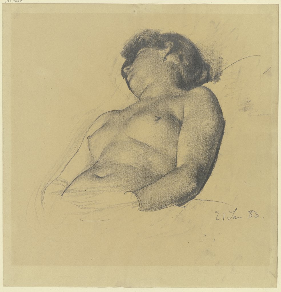Weiblicher Halbakt einer Schlafenden, Karl Stauffer-Bern