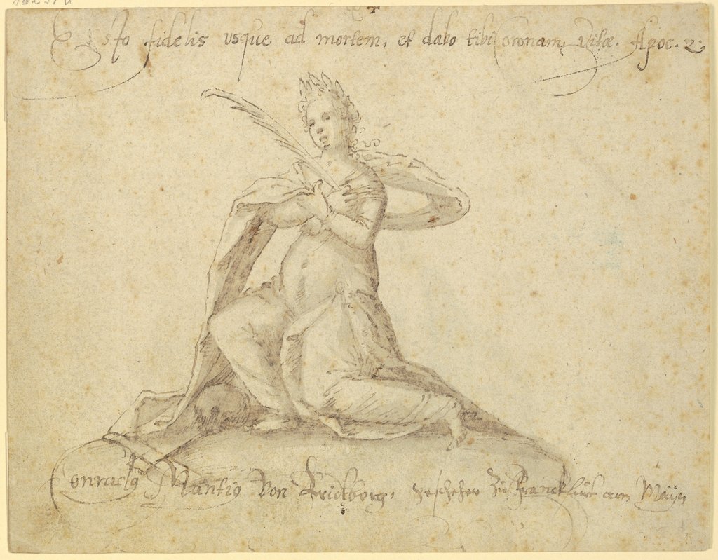 Kniende Frauenfigur mit Palmenzweig (Fides), Conrad Mantius