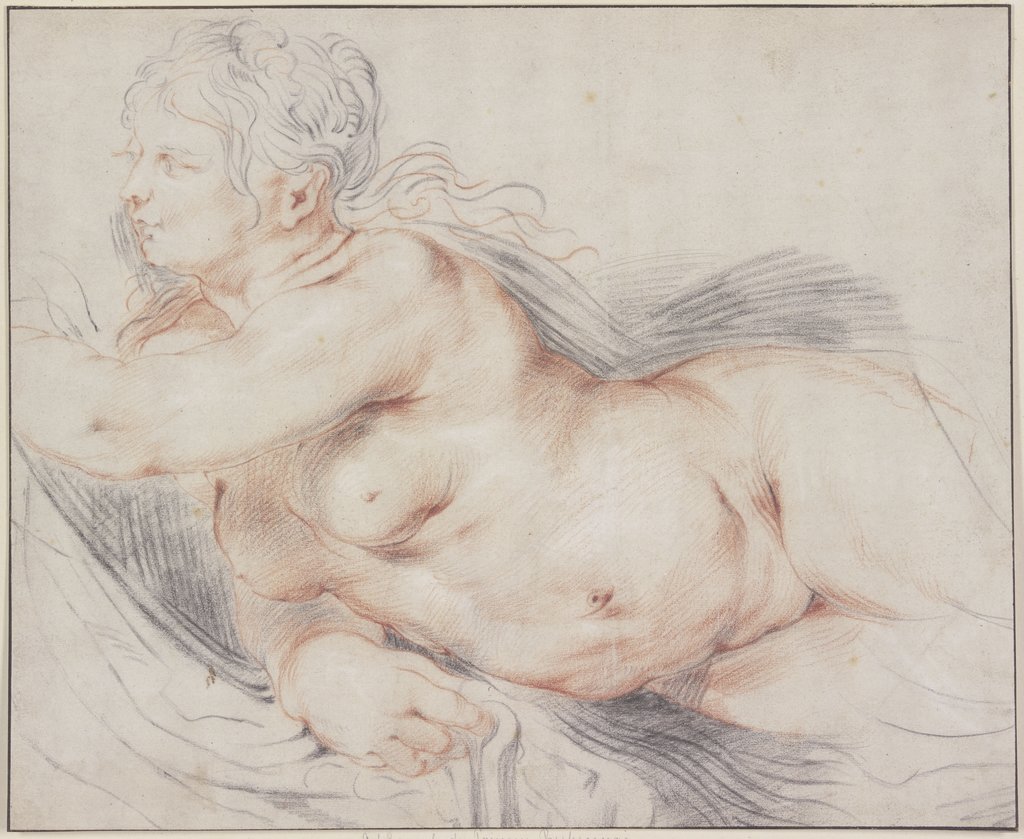 Weiblicher Akt aud einem Bett liegend nach links, Peter Paul Rubens;   ?