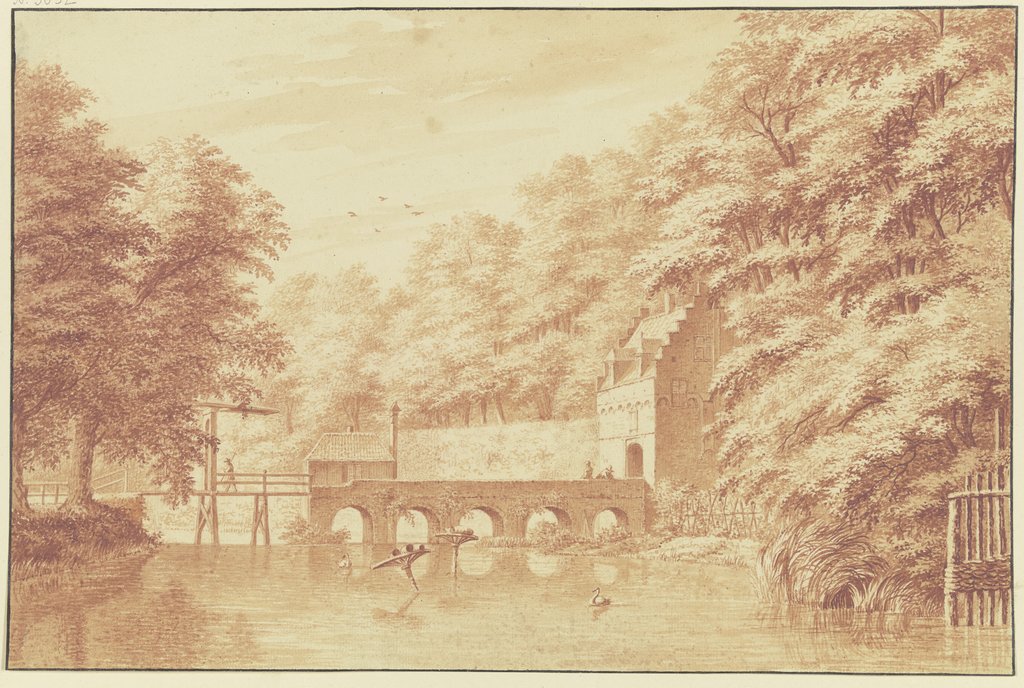 Die Zugbrücke zum Eingangstor des ehemaligen Schlosses in Buren, Gerard van Rossum