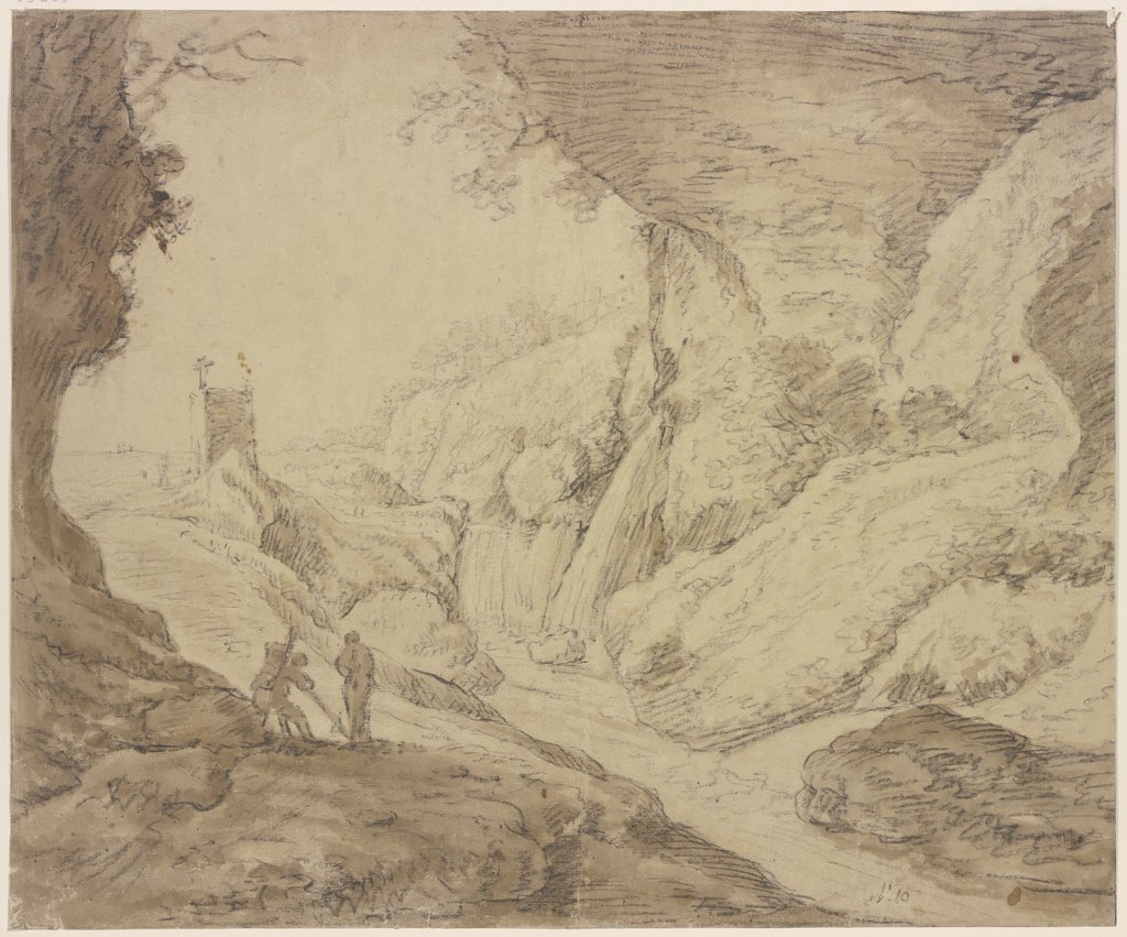Felsige Landschaft mit Wasserfall, Herman Saftleven III