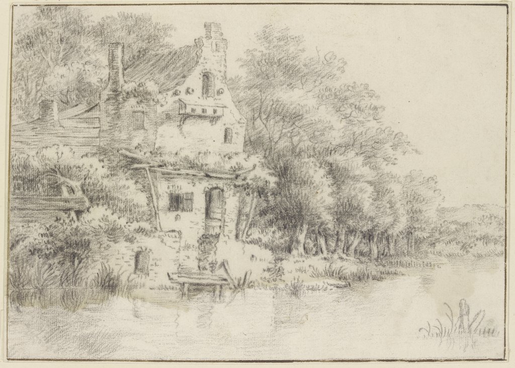 Am Wasser ein altes Haus unter Bäumen, Jacob Isaacksz. van Ruisdael;   ?