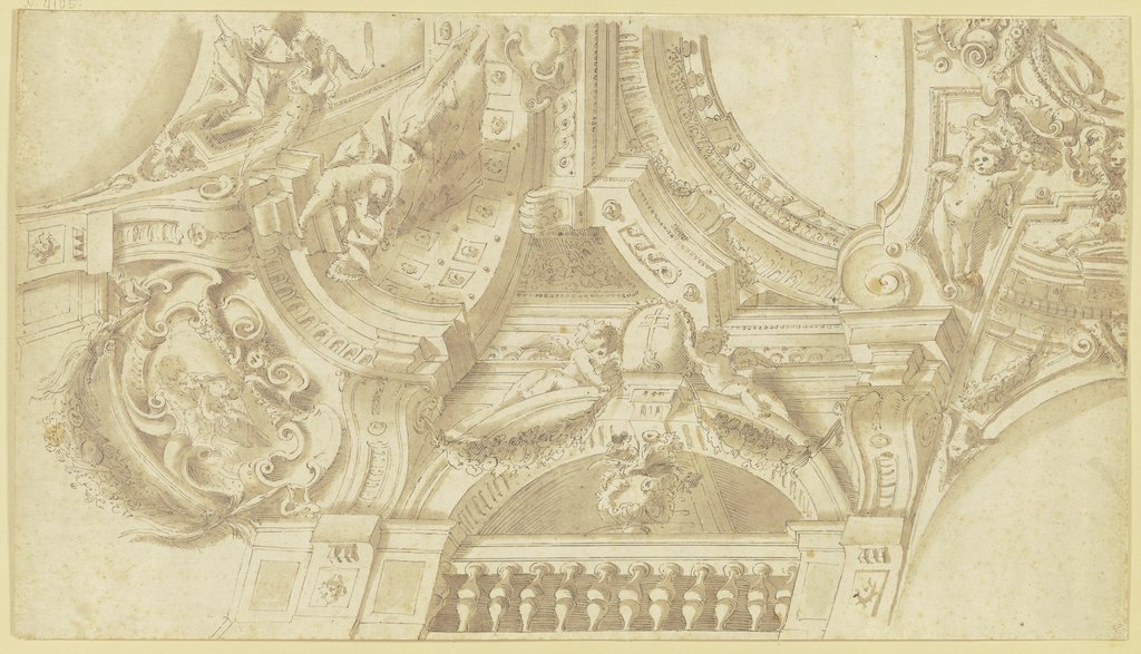 Gewölbe mit ornamentierten Panneaus und Amoretten, Angelo Michele Colonna