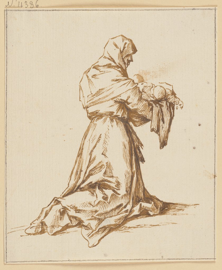 Kniende Frau, ein Kind in den Armen haltend, Giovanni Battista Sassi