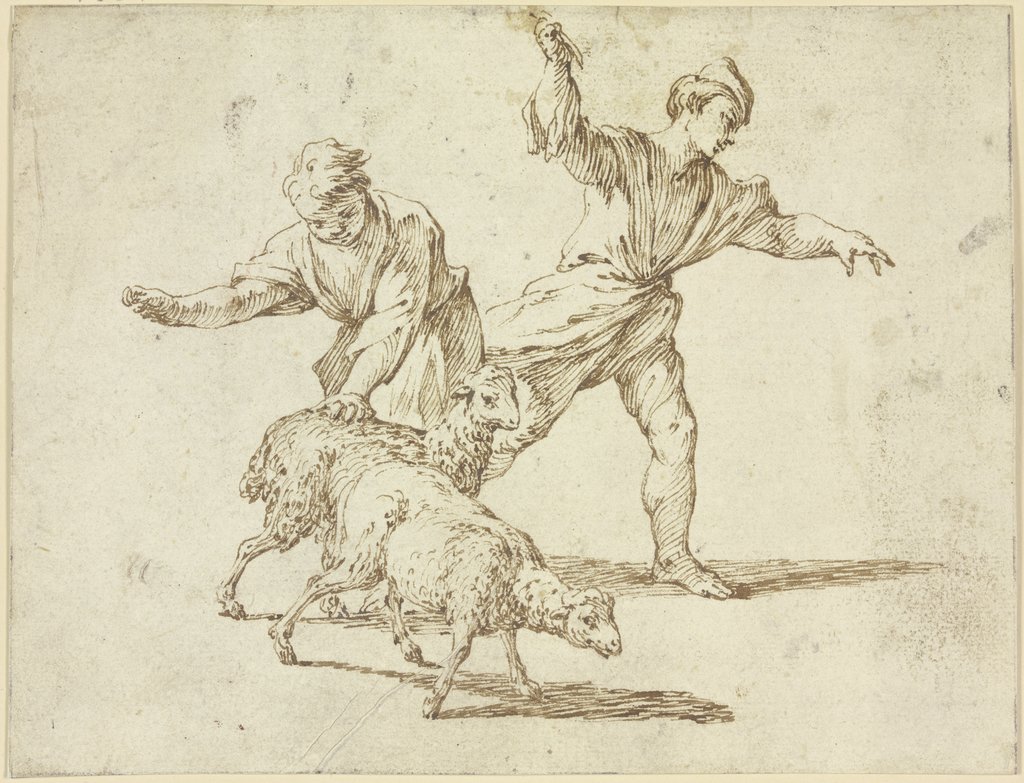 Zwei Hirten und zwei Schafe, Giovanni Battista Sassi
