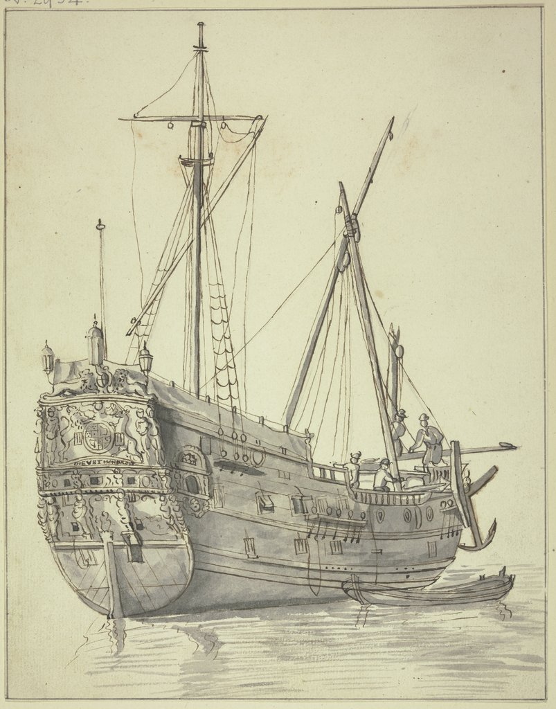 Abgetakeltes Schiff mit Boot, Abraham Storck d. Ä.;   ?