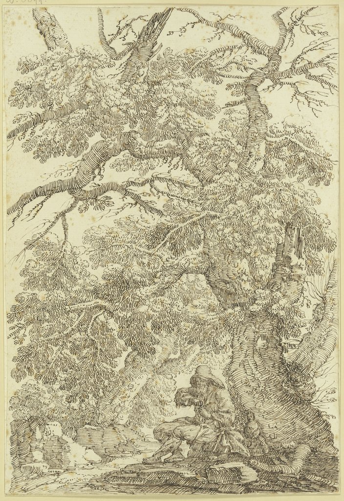 Unter Bäumen sitzt ein Bettler, Giovanni Battista Albani