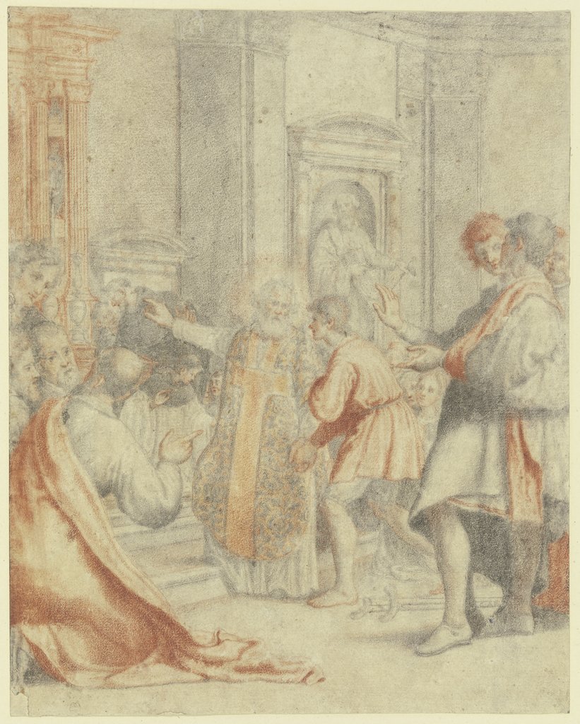 Ein Lahmer wird in einer Kirche beim Anblick des Altares geheilt, Cristofano Allori;   ?