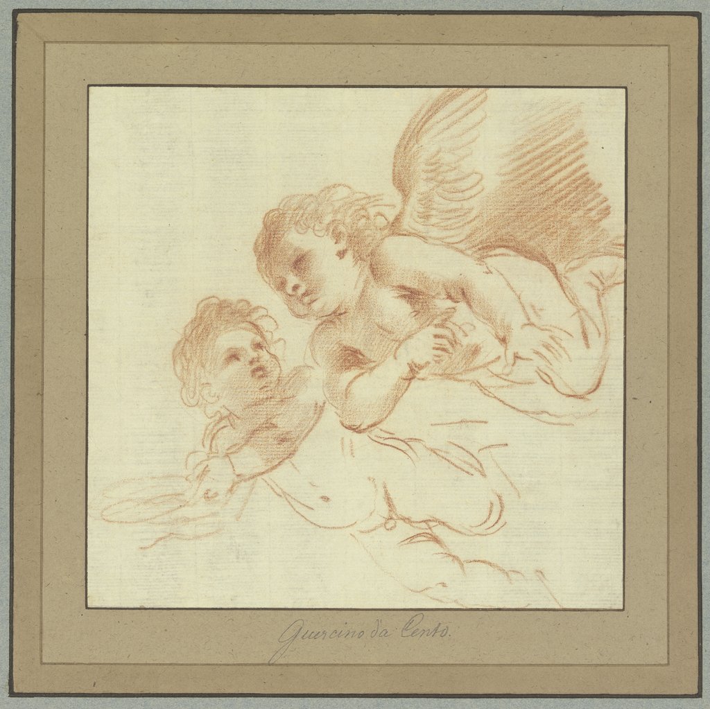 Zwei nach links fliegende Amoretten, Guercino (Giovanni Francesco Barbieri)