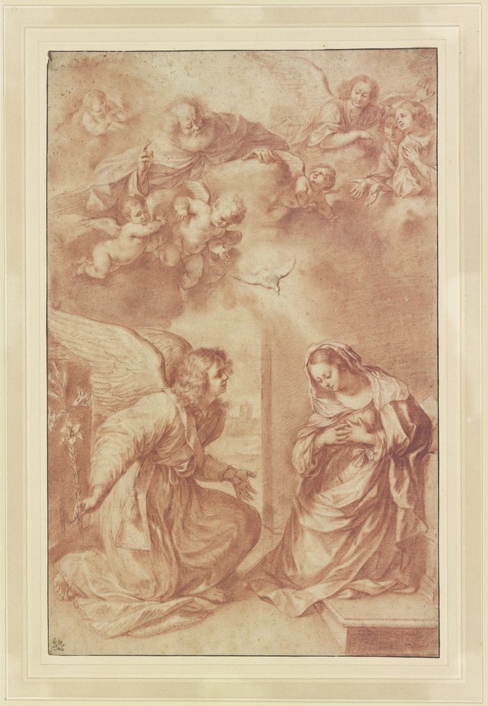 Mariä Verkündigung, oben Gottvater von Engeln umgeben, Ciro Ferri;   ?