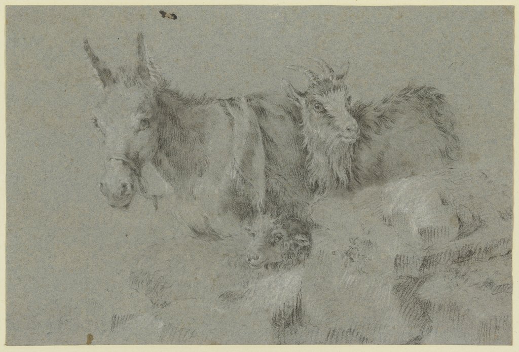 Ein Esel, ein Schaf und eine Ziege nach links, Francesco Londonio