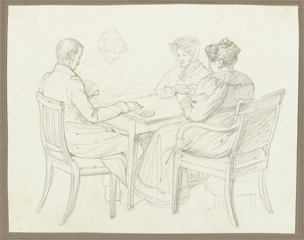 Ein Herr und drei Damen beim Kartenspiel, Friedrich Moosbrugger