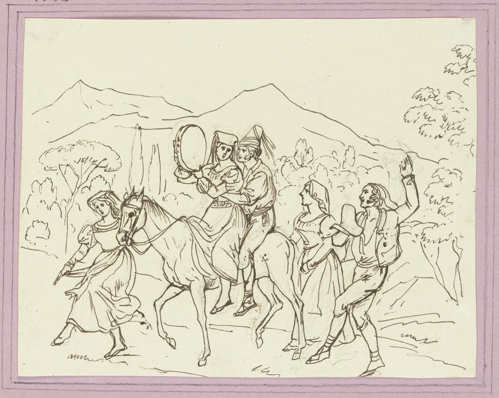 Eselsritt (Brautpaar auf einem Esel und drei weitere Figuren), Friedrich Moosbrugger