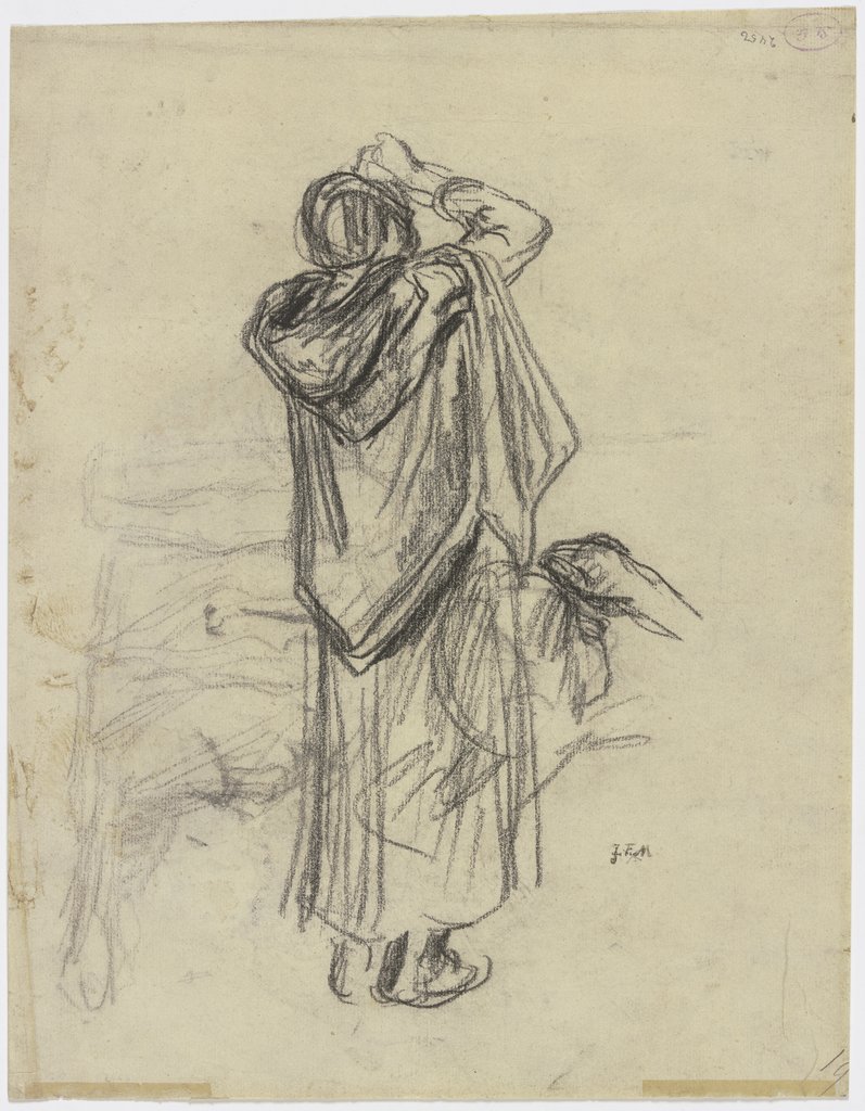 Stehende Frau, emporblickend, vom Rücken gesehen, Jean François Millet