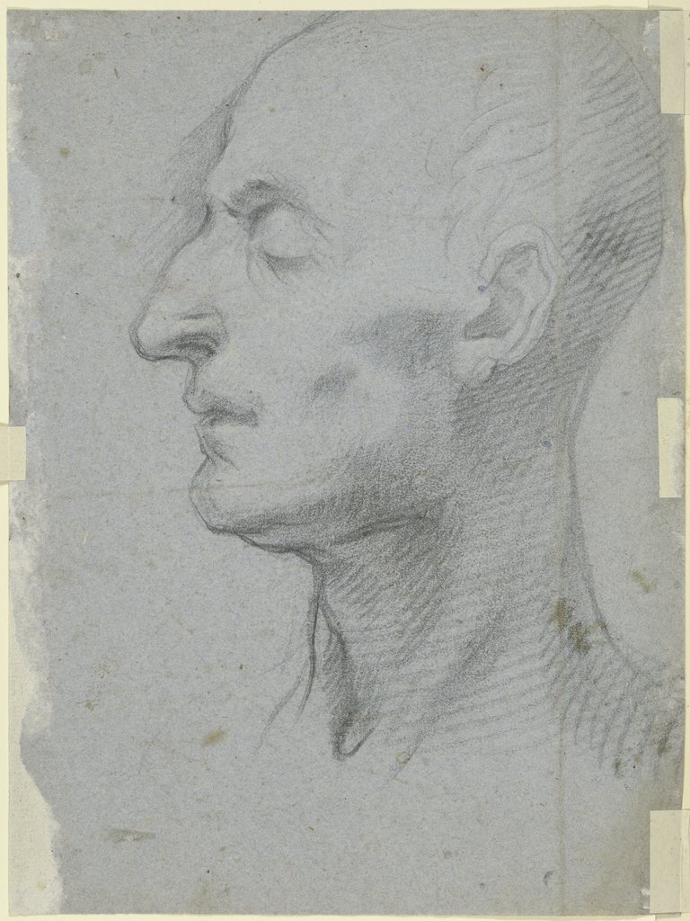 Porträt eines Mannes mit geschlossenen Augen im Profil nach links, Francesco Vanni