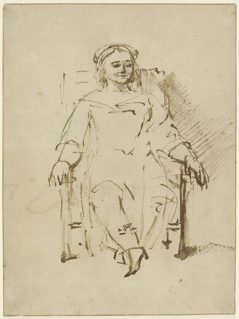 Sitzende Frau, Rembrandt Harmensz. van Rijn;  Schule