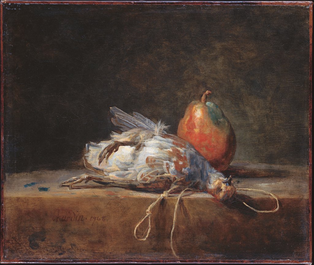 Still Life with Partridge and Pear, Jean-Baptiste Siméon Chardin
