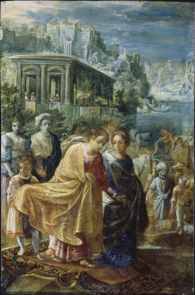 The Frankfurt Altarpiece of the Exaltation of the True Cross: 
The Embarkation of the Empress Helena (left), Adam Elsheimer