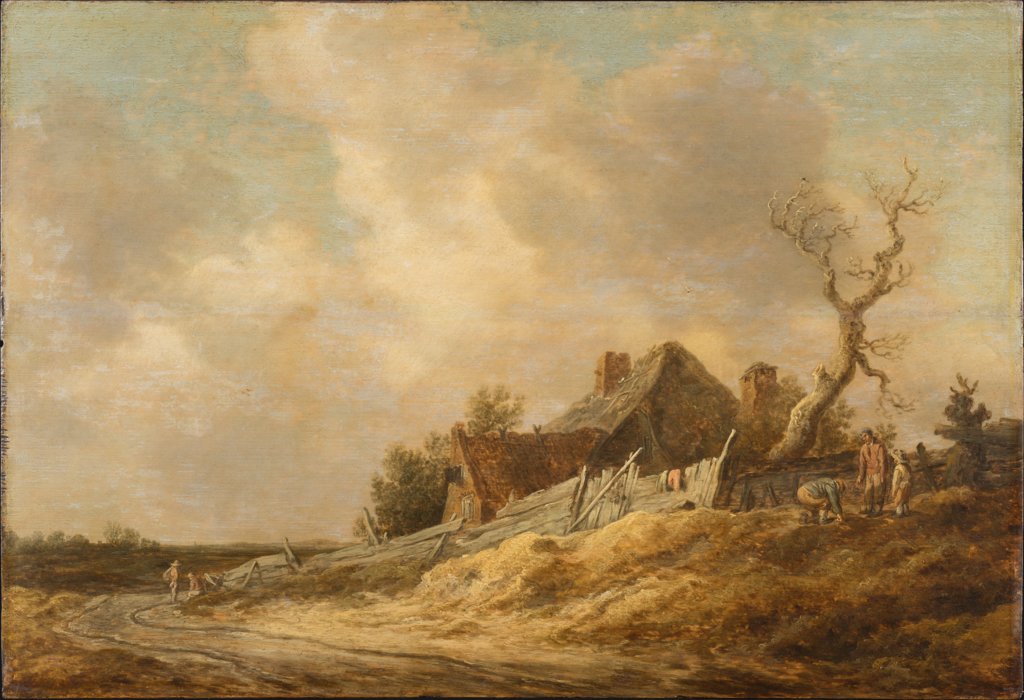 Feldweg mit Bauernhaus und Plankenzaun, Jan van Goyen;   zugeschrieben