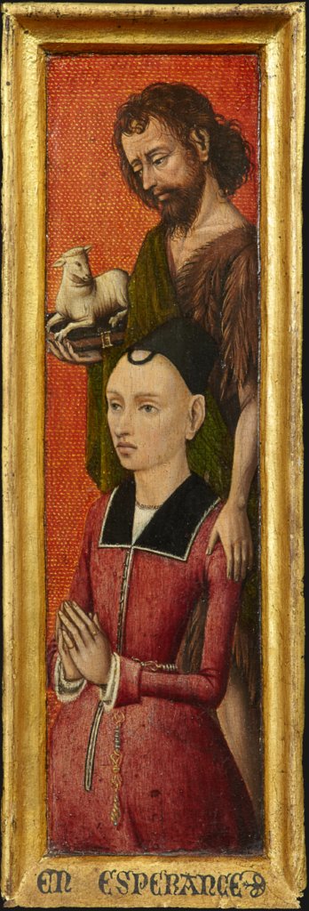 Bildnis Johanna de Keysere mit Johannes d. T., Brügger (?) Meister um 1485/90