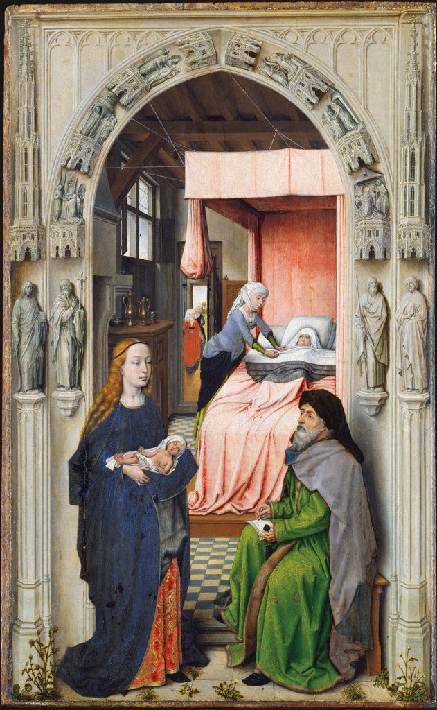 Geburt und Namengebung Johannes' d. T., Niederländischer Meister um 1510, nach Rogier van der Weyden