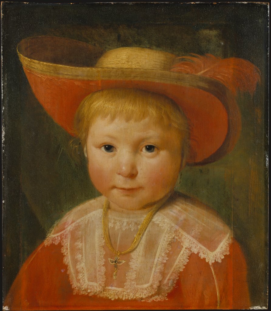 Portrait of a Child with a Red Lined Straw Hat, Pieter Soutman;   ?
