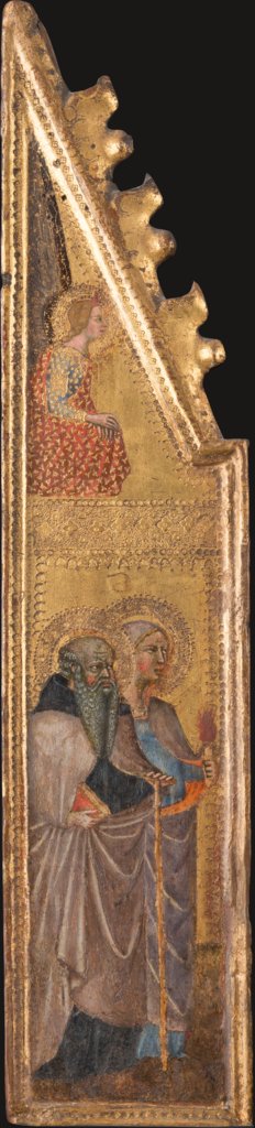Hl. Antonius Abbas, weibliche Heilige mit Fackel (?), Verkündigungsengel, Cristoforo di Bindoccio, Meo di Pero