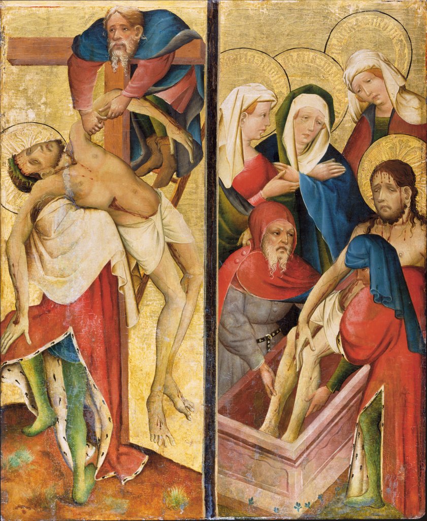 Kreuzabnahme und Grablegung Christi, Mittelrheinischer Meister um 1420