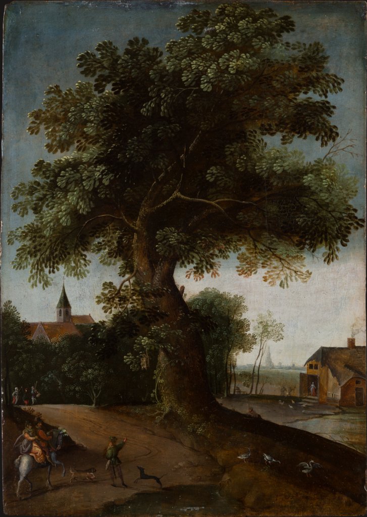 Landschaft mit großem Baum, Jacob Grimmer