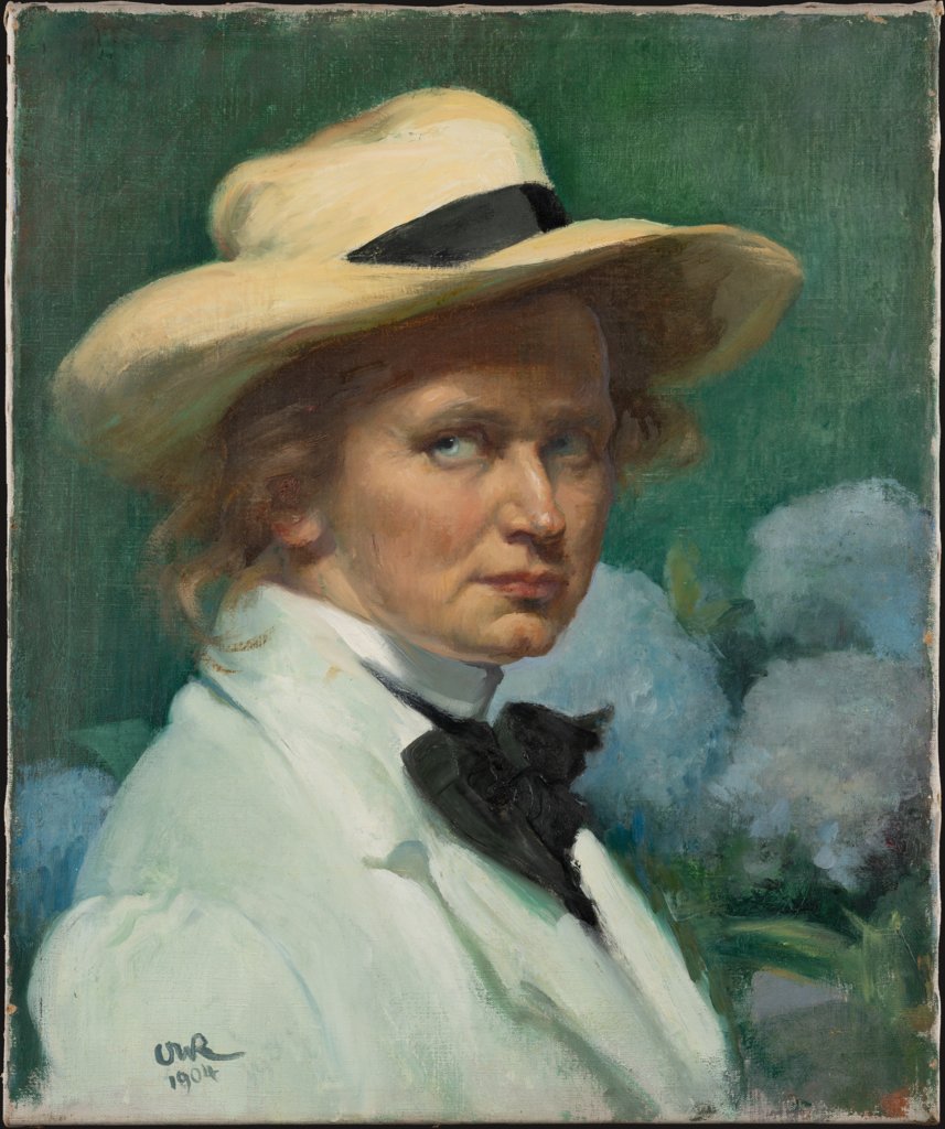 Selbstbildnis mit weißem Hut, Ottilie W. Roederstein