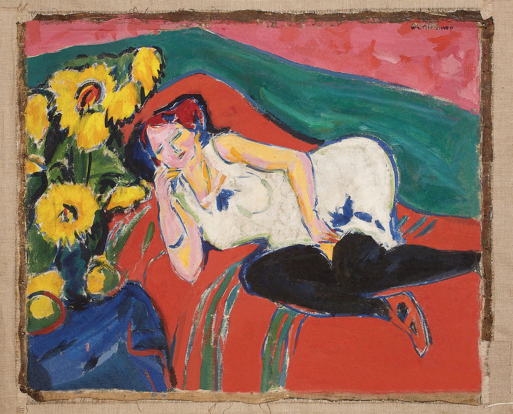 Reclining Woman in a White Chemise, Ernst Ludwig Kirchner