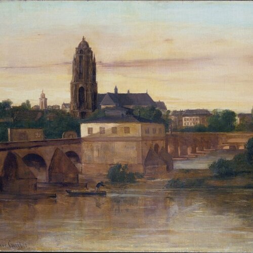 Blick auf Frankfurt am Main mit der Alten Brücke von Sachsenhausen her, Gustave Courbet