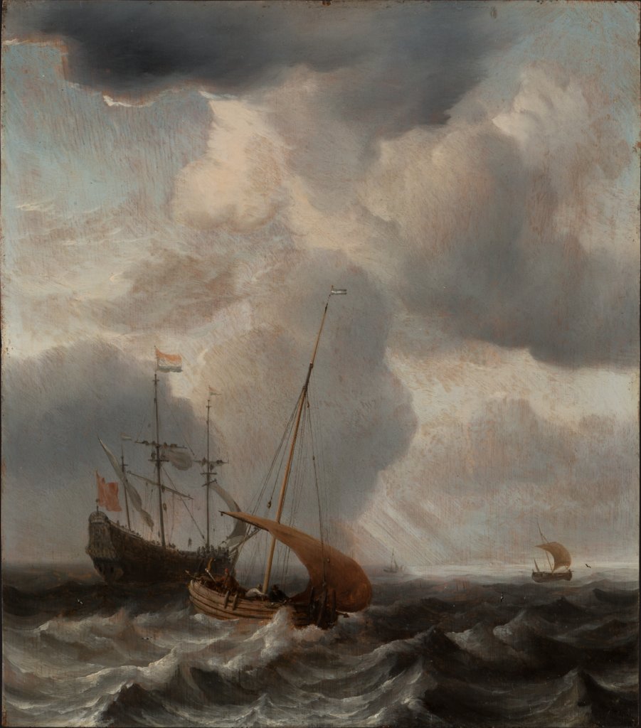 Stürmische See mit einzelnen Schiffen, Willem van de Velde d. J.