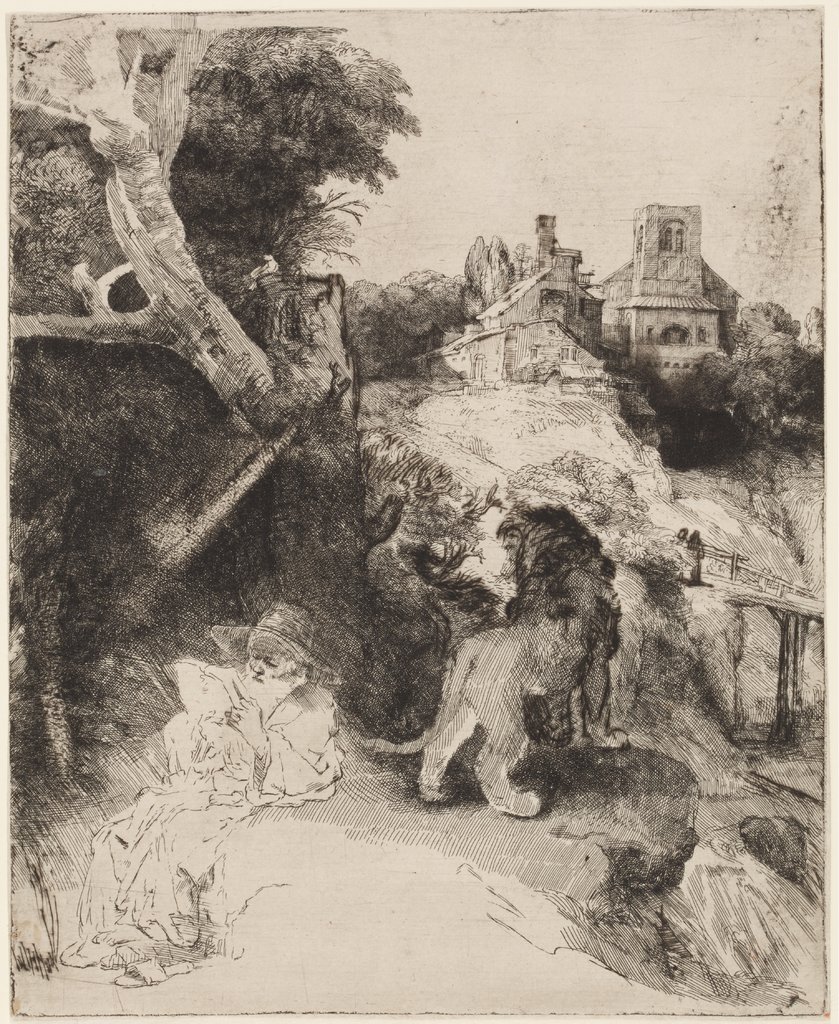 Der Heilige Hieronymus in italienischer Landschaft, Rembrandt Harmensz. van Rijn