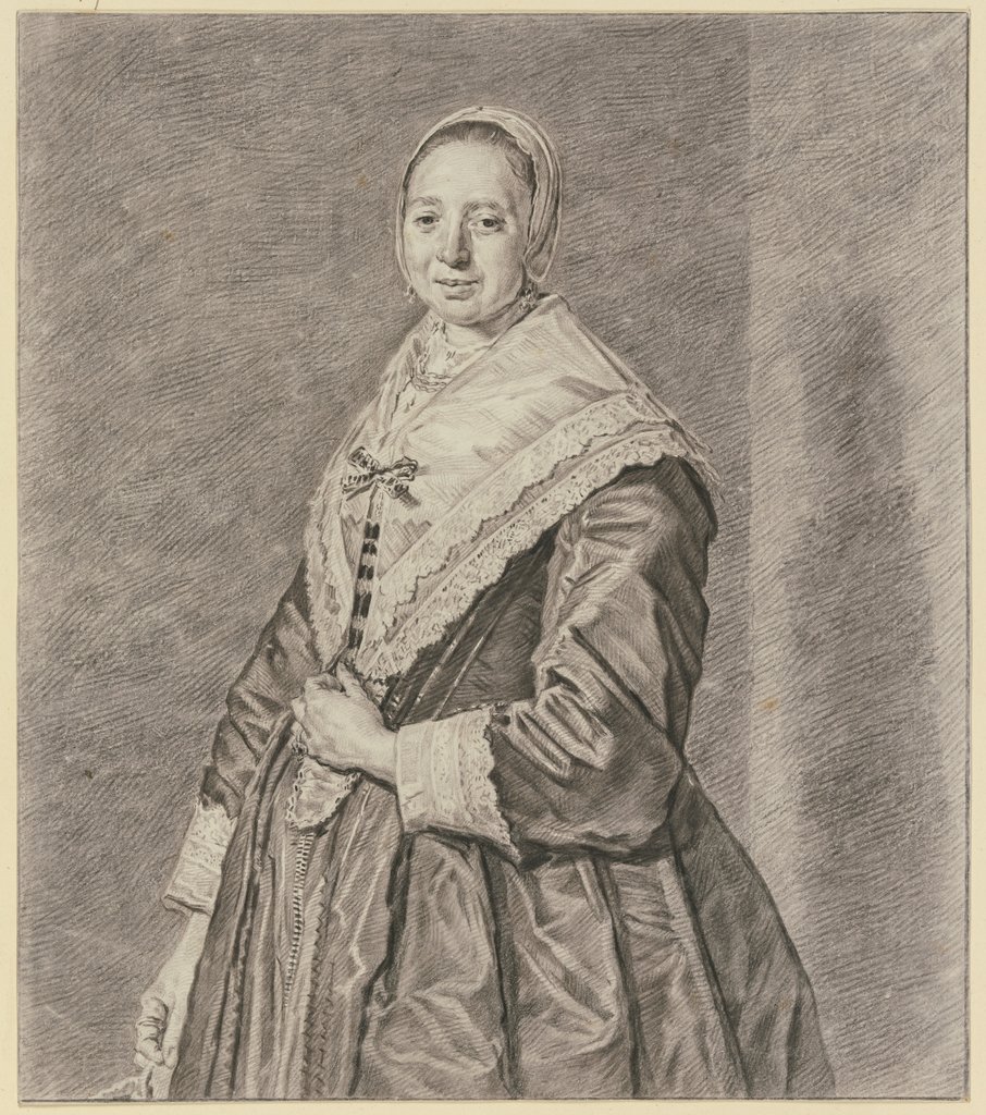 Eine ältliche Dame nach links gewandt mit Häubchen und Spitzenhalstuch, Hendrik Pothoven, nach Frans Hals