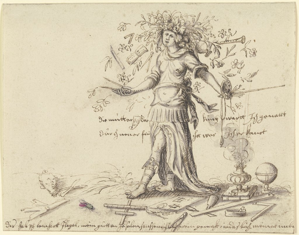 Allegorische Frauengestalt mit einem Blumenkranz im Haar, Leonhardt Flegel