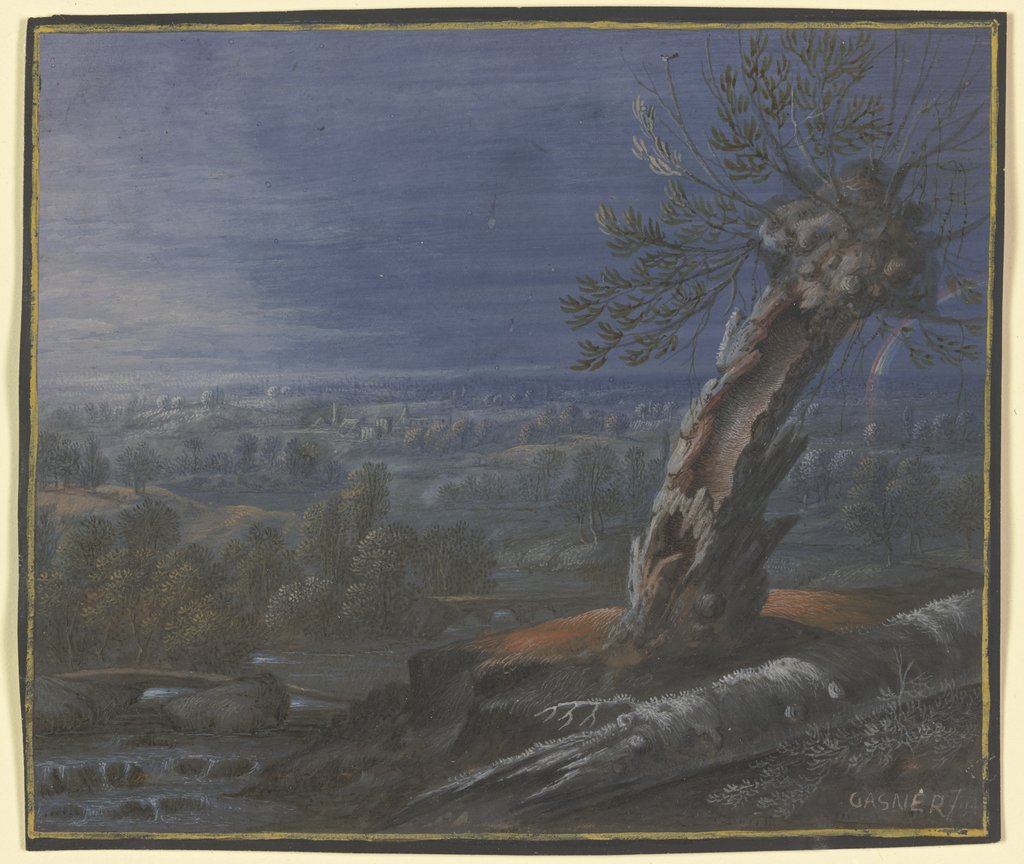 Weite Landschaft mit Regenbogen, Johann Nikolaus Gassner