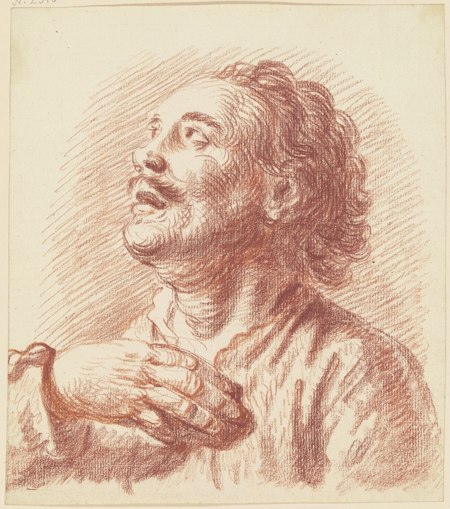 Brustbild eines emporblickenden Mannes, Friedrich Wilhelm Hirt