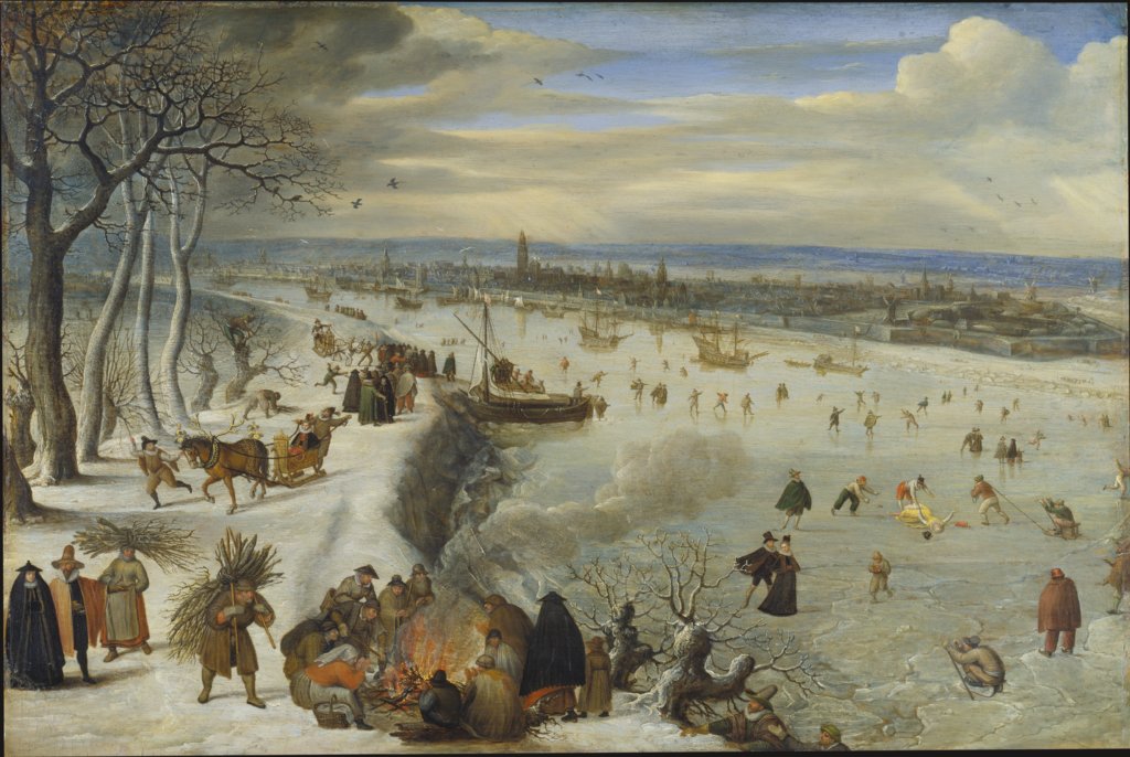 View of Antwerp with Frozen Schelde, Lucas van Valckenborch