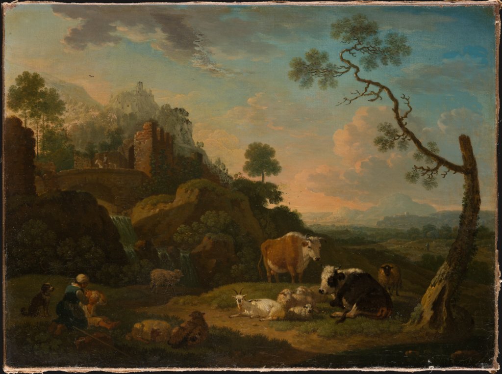 Landscape with a Herdswoman and Farm Animals, Friedrich Wilhelm Hirt