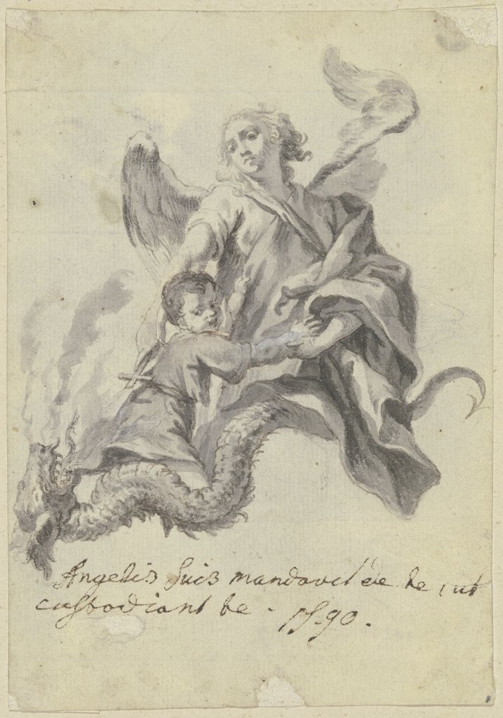 Kind mit Schutzengel und Drachen, Gottfried Bernhard Götz