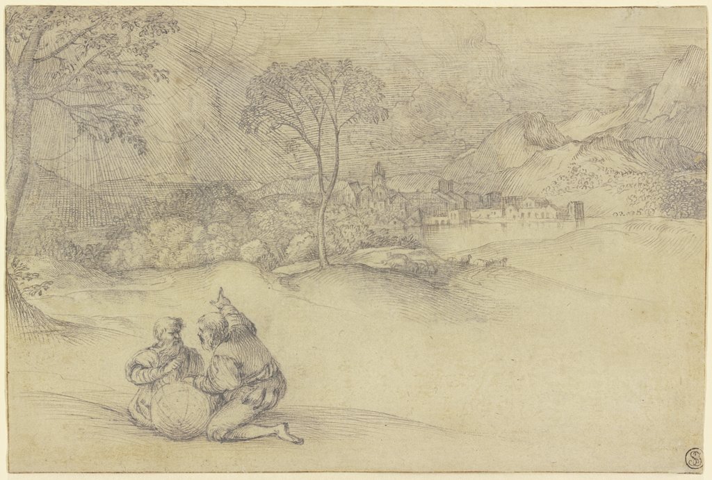 Landschaft mit zwei Astronomen, Tizian;  Nachahmer, nach Tizian