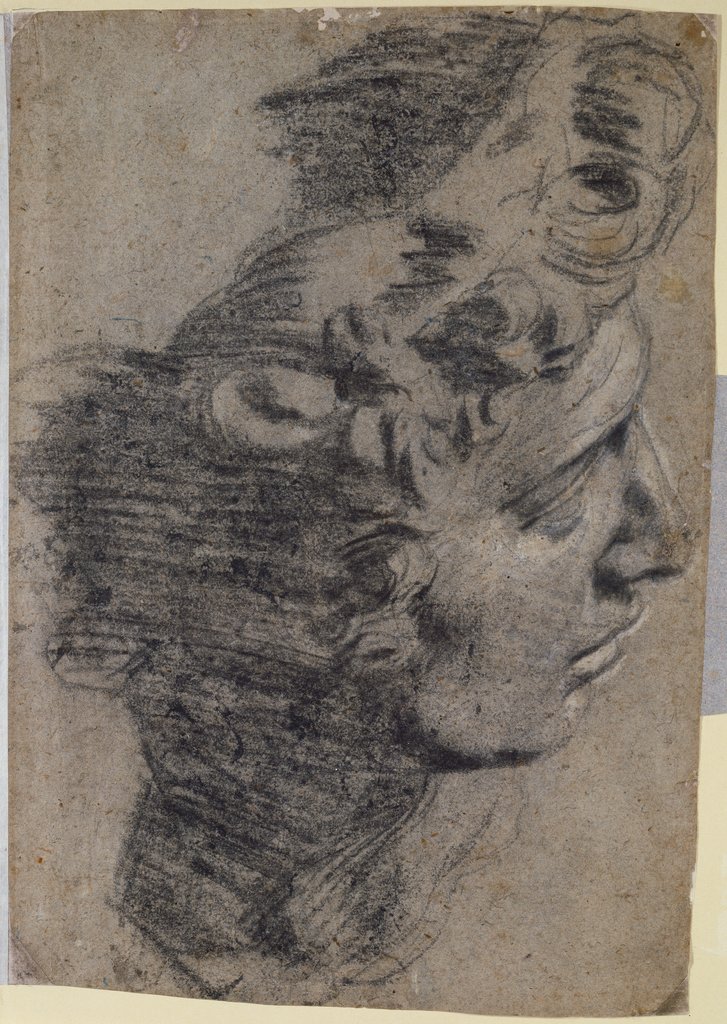 Studie nach dem Kopf von Michelangelos "Giuliano de' Medici", Tintoretto, nach Michelangelo Buonarroti