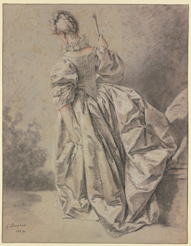 Frau mit Fächer in Rückenansicht, François Boucher, François Boucher;  Werkstatt