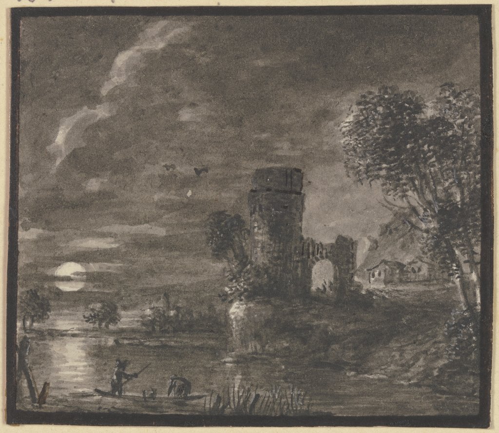 Turmruine am Wasser bei Mondschein, Johann Ludwig Ernst Morgenstern