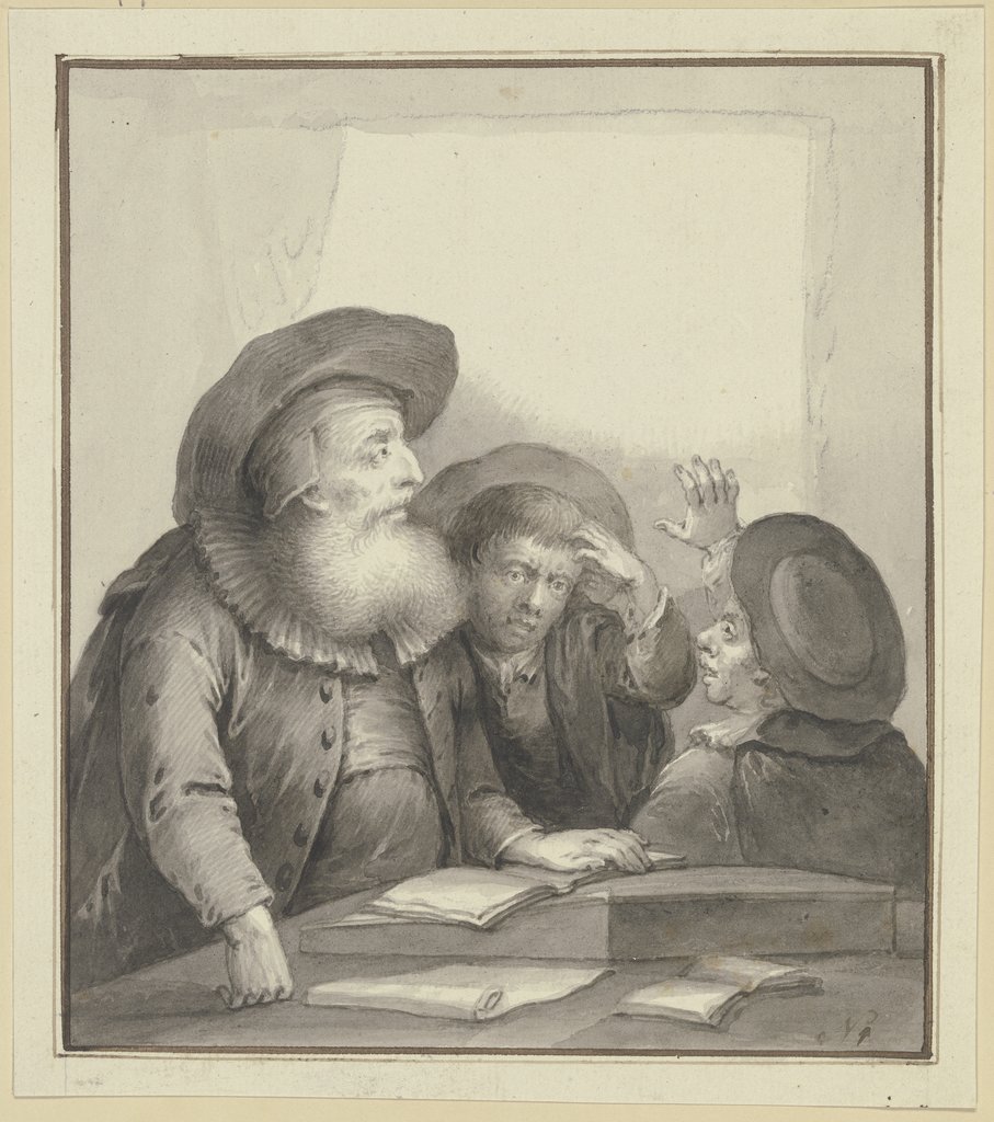 Rabbiner mit zwei Schülern an einem Tisch, Johann Andreas Benjamin Nothnagel